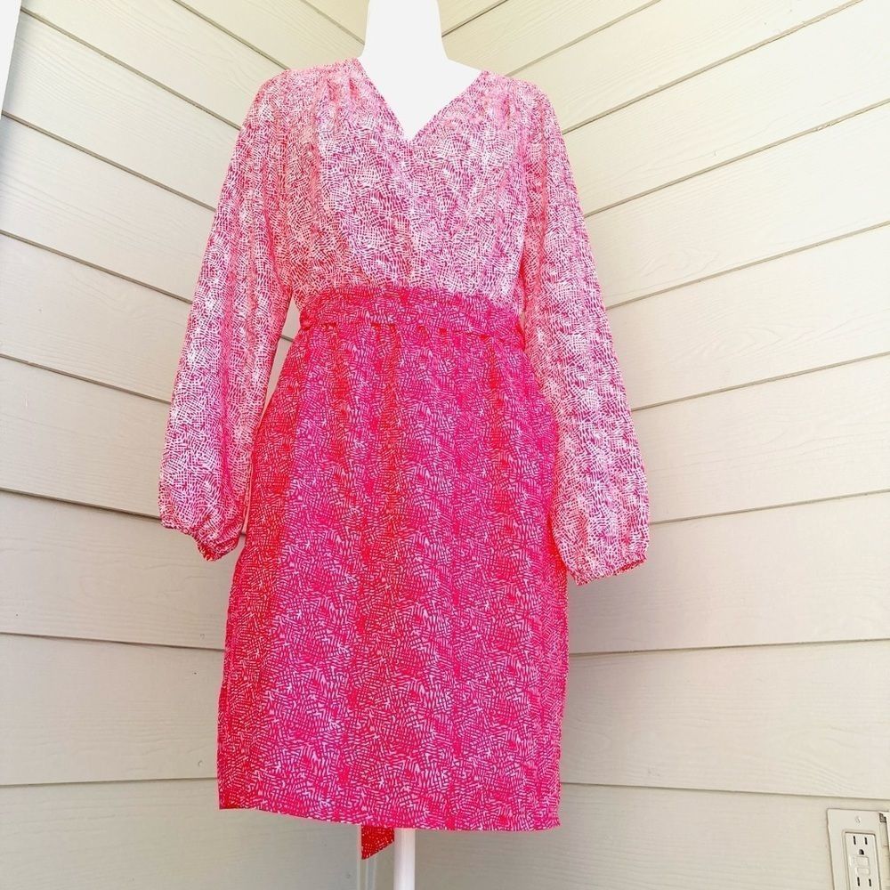 Harper & Gray Hot Pink Bell Sleeved Shift Dress Size Medium